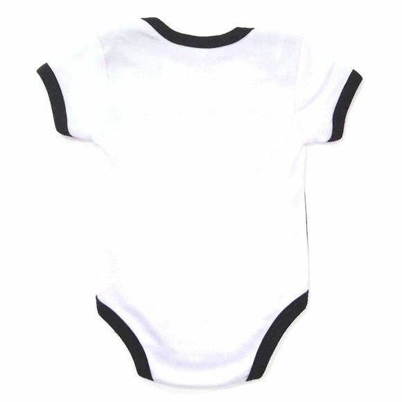Baby Boy Bodysuit 3-6M One Piece Football Coach Short Sleeves Outfit Black/White - Picture 2 of 4